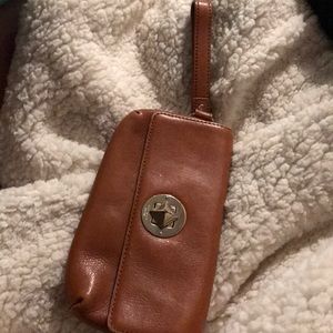 Kate spade turn lock wristlet, brown, used